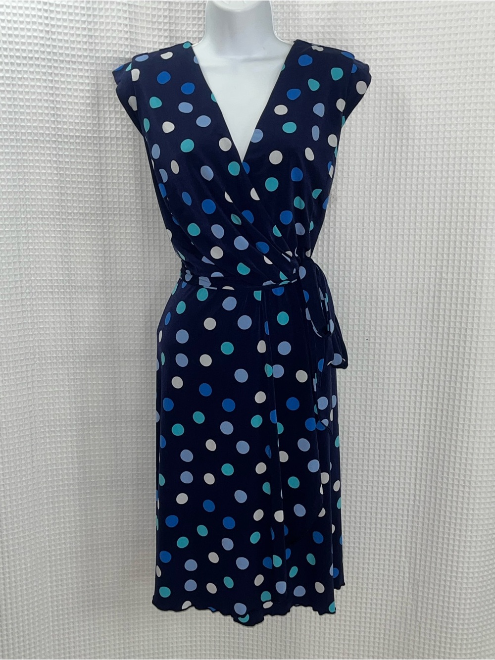 I.N. Studio Navy Polka Dot Wrap Midi Dress size 16W